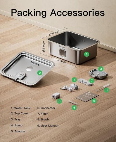 4Gal/15L Dog Water Fountain for Large Dogs, Stainless Steel Large Pet Drinking Fountain, Automatic Dog Water Bowl Dispenser with Deeper & Wider Drinking Area, Multi-Filtration, Ultra-Quiet, 6 Filters in Saudi Arabia
