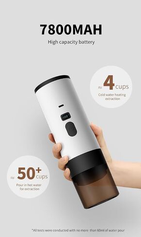 Portable coffee machine, electric concentrated USB-C car rechargeable self heating coffee machine, suitable for offices, outdoor travel camping, camping and office work. (White) in Saudi Arabia