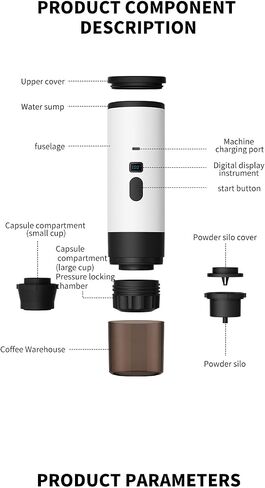 Portable coffee machine, electric concentrated USB-C car rechargeable self heating coffee machine, suitable for offices, outdoor travel camping, camping and office work. (White) in Saudi Arabia