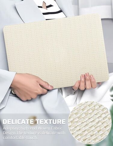 Seorsok Compatible with MacBook Air 13.6 inch Case 2022-2024 2025 A3240 M4 A2681 M2 A3113 M3 Touch ID,Elegant Leather Plastic Hard Case with Transparent Keyboard Cover,Beige Woven in Saudi Arabia