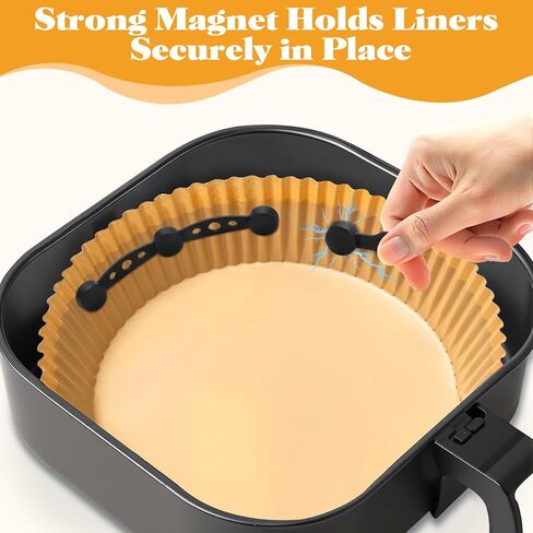 Air Fryer Magnet Silicone Buckles for Parchment Paper – 2 Pack Reusable Accessories for Disposable Basket Liners, Secure Baking Paper, Prevent Shifting & Burning (Black) in Saudi Arabia