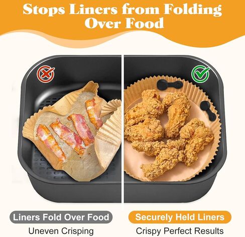 Air Fryer Magnet Silicone Buckles for Parchment Paper – 2 Pack Reusable Accessories for Disposable Basket Liners, Secure Baking Paper, Prevent Shifting & Burning (Black) in Saudi Arabia