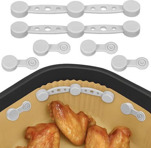 Air Fryer Magnet Silicone Buckles for Parchment Paper – 2 Pack Reusable Accessories for Disposable Basket Liners, Secure Baking Paper, Prevent Shifting & Burning (Black) in Saudi Arabia