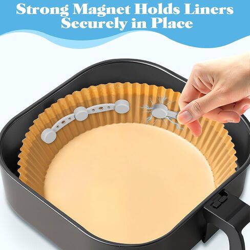Air Fryer Magnet Silicone Buckles for Parchment Paper – 2 Pack Reusable Accessories for Disposable Basket Liners, Secure Baking Paper, Prevent Shifting & Burning (Black) in Saudi Arabia
