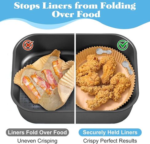 Air Fryer Magnet Silicone Buckles for Parchment Paper – 2 Pack Reusable Accessories for Disposable Basket Liners, Secure Baking Paper, Prevent Shifting & Burning (Black) in Saudi Arabia
