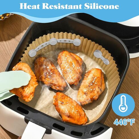Air Fryer Magnet Silicone Buckles for Parchment Paper – 2 Pack Reusable Accessories for Disposable Basket Liners, Secure Baking Paper, Prevent Shifting & Burning (Black) in Saudi Arabia