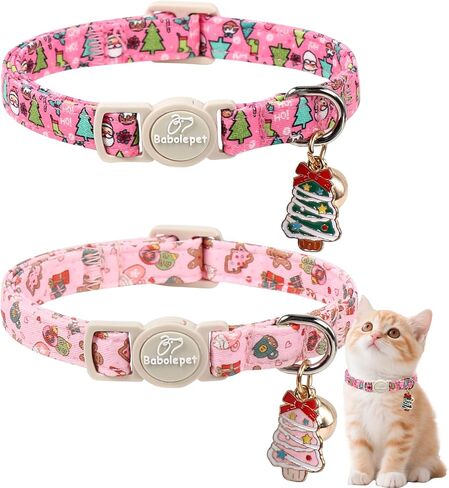 2 Pack Pink Cat Collars - Cute Bow & Daisy Breakaway Cat Collar with Bell & Matching Pendant, Soft Adjustable Spring Summer Girly Kitten Collars for Girl Cats in Kuwait