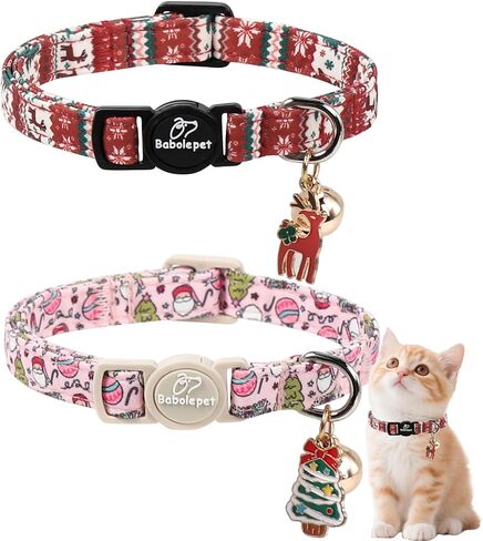 2 Pack Pink Cat Collars - Cute Bow & Daisy Breakaway Cat Collar with Bell & Matching Pendant, Soft Adjustable Spring Summer Girly Kitten Collars for Girl Cats in Kuwait