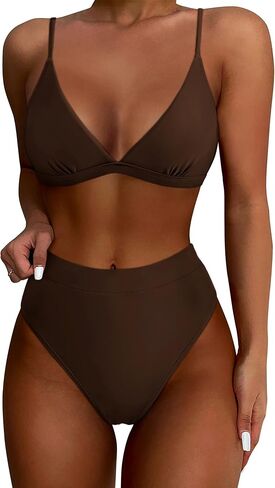SUUKSESS Women High Waisted High Cut Bikini Set Sexy Triangle Two Piece Swimsuits in Kuwait