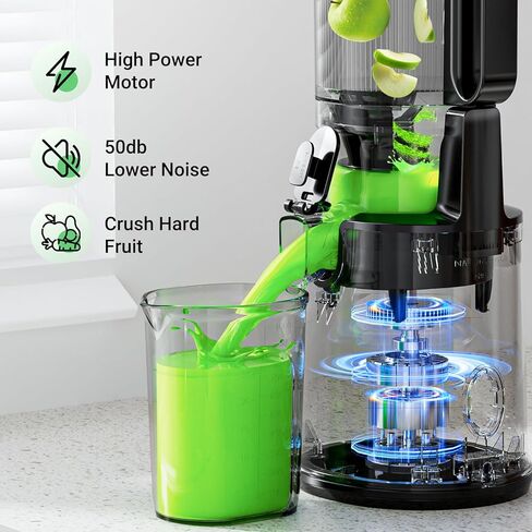 Aeitto Cold Press Juicer, 5.8" Extra Large Feed Chute, Masticating Juicer Machines, Fit Whole Vegetables & Fruits, Professional Juice Maker,Self Feeding, High Juice Yield, Easy to Clean in Kuwait