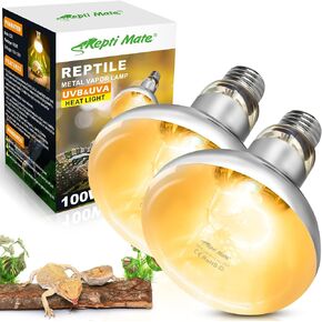 2 Pack 100W Reptile Heat Lamp Bulbs, Full Spectrum UVA/UVB Reptile Light Bulb and Basking Spot Light, UVB Light for Reptiles and Bearded Dragon, Turtle, Lizard, Snake, Amphibians in Kuwait