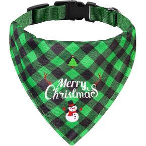 Christmas Dog Bandana with Unique Quick-Release Buckle and Retractable Design,Triangle Reversible Bibs Breed for S-M Dog and Cat,Red Plaid Bandana with Christmas Santa (M) in Kuwait