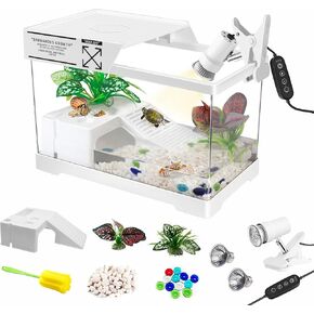 مجموعة خزان السلحفاة المائية الصغيرة من GOZILLA مع مصباح قابل للتعديل، مجموعة بداية خزان السلاحف PC، خزانات سرطان البحر الناسك الصغيرة مع غطاء، منصة معلقة لسلاحف الأطفال وسرطان البحر والأسماك. (11.8 × 7.24 × 7.1 بوصة/طقم أسود) in Kuwait