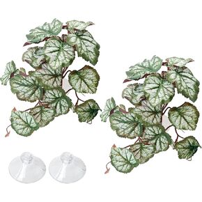VCEPJH نباتات الزواحف مع كأس الشفط ديكور الموائل البرمائية 2 قطعة أوراق اصطناعية لديكور Terrarium ملحقات خزان أبو بريص المتوج للتنين الملتحي والسحلية والثعبان (Monstera) in Kuwait