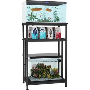 TFK Aquarium Stand 5-10 Gallon Fish Tank Stand, Multi-purpose Terrarium Stand with 3-Tier Storage Shelf, 20.4" W×11" D ×25.6" H, Black in Saudi Arabia