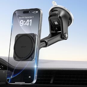 APPS2Car لـ MagSafe حامل هاتف السيارة المغناطيسي على لوحة القيادة والزجاج الأمامي لهاتف iPhone مع كوب شفط كبير ماج حامل سيارة آمن متوافق مع iPhone 15 14 13 12 Pro Max Plus Mini MagSafe in Kuwait