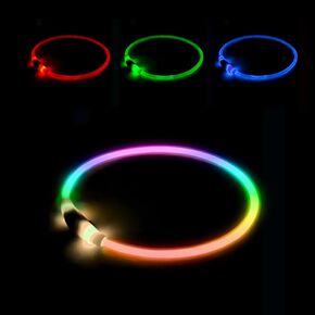 طوق الكلب المضيء، طوق الكلب LED فائق السطوع مع أوضاع إضاءة RGB، نوع C قابل لإعادة الشحن ومقاوم للماء، يتوهج في الظلام للكلاب الصغيرة والمتوسطة والكبيرة، طوق قابل للقص 70 سم، آمن للمشي ليلاً in Kuwait