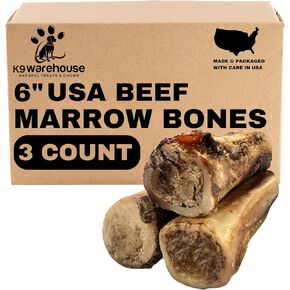 K9warehouse USA عظام النخاع للكلاب - علاجات طبيعية بالكامل للكلاب بنخاع عظم البقر مقاس 5-6 بوصات - عظام طويلة الأمد للمضغ العدواني - مضغ عالي البروتين للسلالات الصغيرة والمتوسطة والكبيرة والكبيرة جدًا in Kuwait