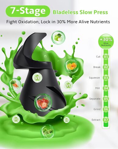 Cold Press Juicer, Slow Masticating with Wide Feed Chute for Whole Fruits & Vegetables | Higher Juice Yield & Nutrient Retention | BPA-Free, 300W Quiet Motor | Easy to Clean Juice Extractor Machine in Kuwait