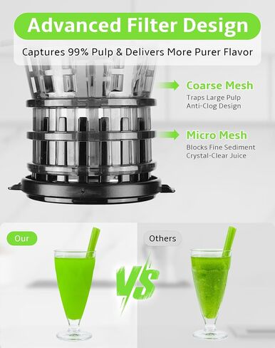 Cold Press Juicer, Slow Masticating with Wide Feed Chute for Whole Fruits & Vegetables | Higher Juice Yield & Nutrient Retention | BPA-Free, 300W Quiet Motor | Easy to Clean Juice Extractor Machine in Kuwait