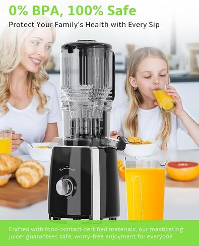 Cold Press Juicer, Slow Masticating with Wide Feed Chute for Whole Fruits & Vegetables | Higher Juice Yield & Nutrient Retention | BPA-Free, 300W Quiet Motor | Easy to Clean Juice Extractor Machine in Kuwait