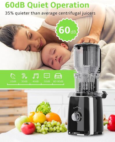 Cold Press Juicer, Slow Masticating with Wide Feed Chute for Whole Fruits & Vegetables | Higher Juice Yield & Nutrient Retention | BPA-Free, 300W Quiet Motor | Easy to Clean Juice Extractor Machine in Kuwait