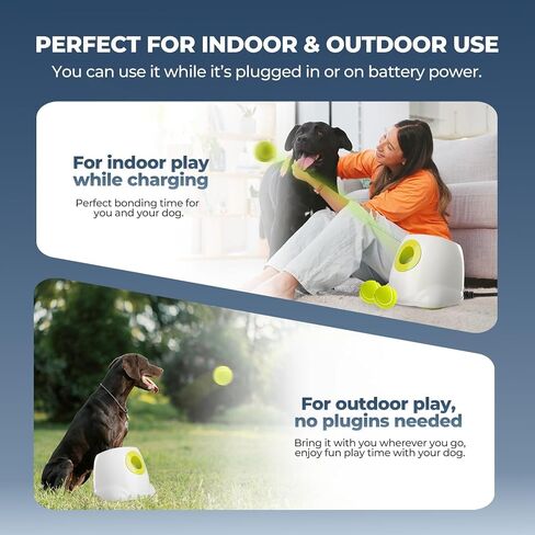 Automatic Dog Ball Launcher for Medium to Large Dogs, Interactive Tennis Ball Thrower, Rechargeable Dog Toy Mental Stimulation Training Game for Energetic Dogs in Saudi Arabia