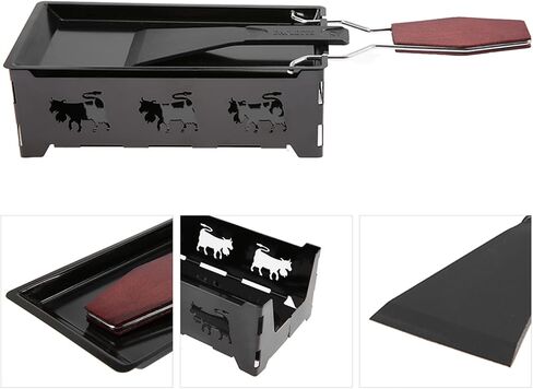 Estink Raclette Grill Electric, Carbon Steel Mini Raclette Set, Non Stick Coating and Wooden Handle for Indoor Outdoor Cheese Melting Cooking in Saudi Arabia