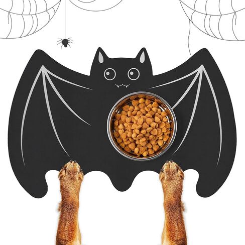 Halloween Pet Mat for Food and Water, Absorbent Non-Slip Quick Dry Dog Food Mat for Dog Cat Bowl Indoor Outdoor Pet Dining Gift Halloween Decorations (11.8 * 19.68in, Bat) in Saudi Arabia
