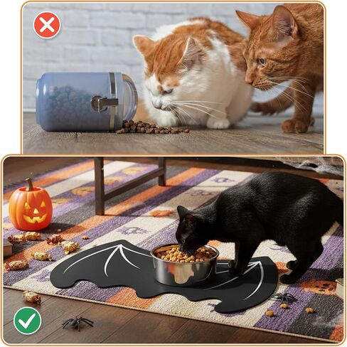 Halloween Pet Mat for Food and Water, Absorbent Non-Slip Quick Dry Dog Food Mat for Dog Cat Bowl Indoor Outdoor Pet Dining Gift Halloween Decorations (11.8 * 19.68in, Bat) in Saudi Arabia