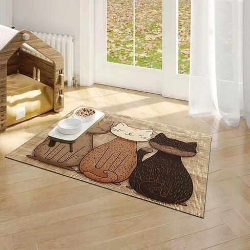 Cute Cat Food Mat for Indoor Decor, Non-Slip Living Room Dog Food Mat with Soft Surface and Durable Backing, Cozy Bedroom Accent Carpet in Saudi Arabia