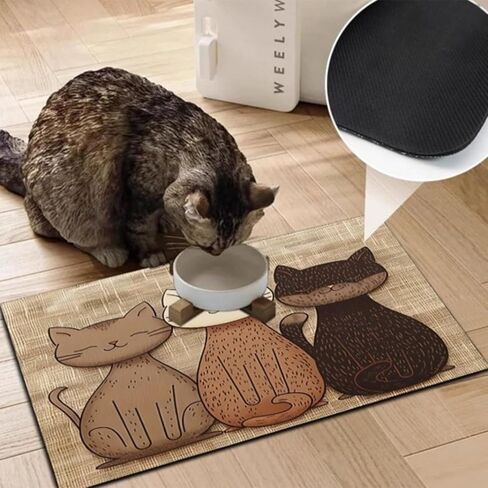 Cute Cat Food Mat for Indoor Decor, Non-Slip Living Room Dog Food Mat with Soft Surface and Durable Backing, Cozy Bedroom Accent Carpet in Saudi Arabia