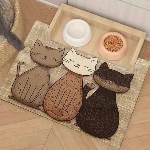 Cute Cat Food Mat for Indoor Decor, Non-Slip Living Room Dog Food Mat with Soft Surface and Durable Backing, Cozy Bedroom Accent Carpet in Saudi Arabia