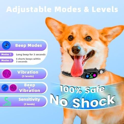 طوق النباح القابل لإعادة الشحن، طوق نباح الكلاب الذكي، طوق تدريب مضاد للنباح، مع حساسية قابلة للتعديل، اهتزازات صوتية، لا صدمة، طوق النباح للكلاب الكبيرة والمتوسطة والصغيرة in Kuwait