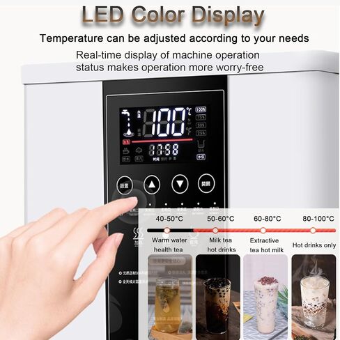 Commercial Instant Water Dispenser, 60°C to 100°C Temperature Adjustable, Step-heating, LCD Touchscreen, 60L/H Large Output, Quick Brewing for Coffee, Tea, Milk, Hot Drinks Black in Saudi Arabia