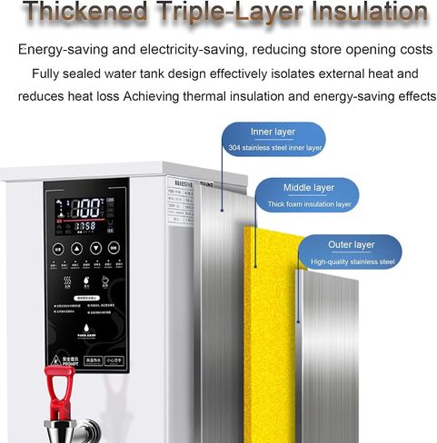 Commercial Instant Water Dispenser, 60°C to 100°C Temperature Adjustable, Step-heating, LCD Touchscreen, 60L/H Large Output, Quick Brewing for Coffee, Tea, Milk, Hot Drinks Black in Saudi Arabia