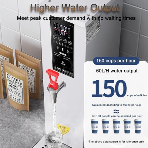 Commercial Instant Water Dispenser, 60°C to 100°C Temperature Adjustable, Step-heating, LCD Touchscreen, 60L/H Large Output, Quick Brewing for Coffee, Tea, Milk, Hot Drinks Black in Saudi Arabia