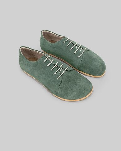 Taksim Green Color Artisan Handcrafted Genuine Leather Zero Drop Barefoot Sneaker for Women Wide Toe Box Flexible Sole Lightweight Breathable Eco-Friendly Grounding Minimalist Shoes in Saudi Arabia