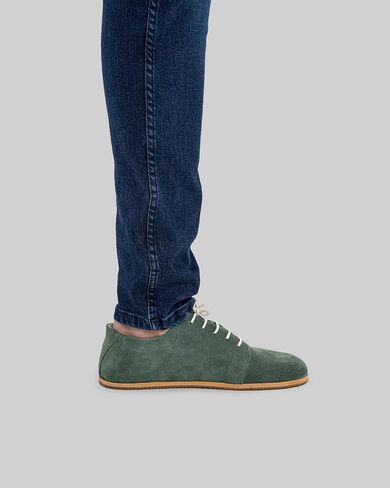 Taksim Green Color Artisan Handcrafted Genuine Leather Zero Drop Barefoot Sneaker for Women Wide Toe Box Flexible Sole Lightweight Breathable Eco-Friendly Grounding Minimalist Shoes in Saudi Arabia