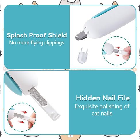 Cat Nail Clipper Adjustable Size, Cat Claw Clippers with 3-Size Trimming Hole & Hidden Nail File Round Hole Blade Pet Grooming Tool for Kittens & Indoor Cats in Saudi Arabia