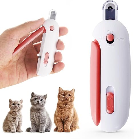 Cat Nail Clipper Adjustable Size, Cat Claw Clippers with 3-Size Trimming Hole & Hidden Nail File Round Hole Blade Pet Grooming Tool for Kittens & Indoor Cats in Saudi Arabia