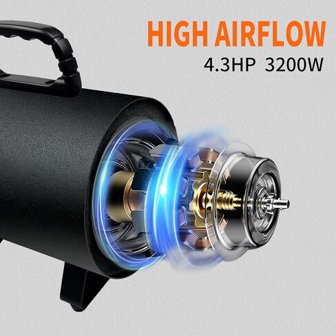 High Velocity Professional Dog Grooming Dryer,Dog Hair Dryer,Adjustable Temperature and Speed,with 4 Nozzles,Perfect for Pet Grooming at Home in Saudi Arabia
