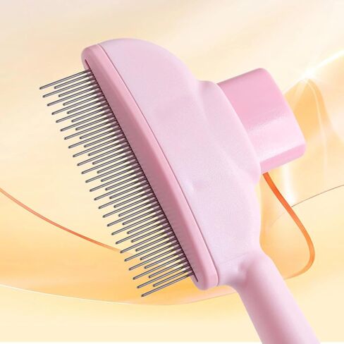 Self Cleaning Pet Comb for Cats and Dogs - High-Low Stainless Steel Teeth Deshedding Brush, One-Push Hair Removal, Massage & Detangling Grooming Tool (Single Pack) in Saudi Arabia