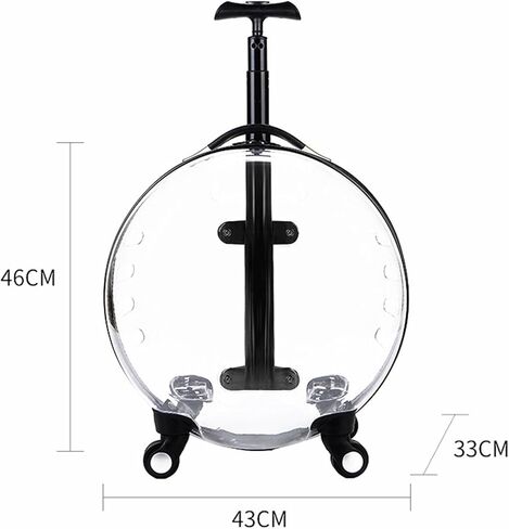 GAMAK Clear Bubble Rolling Cat Carriers with Wheels and Handle Designed for Cats, Pet Cat Travel Carriers for Hiking/Camping/Veterinary Visits, Brown & Clear (Color : Clear) in Saudi Arabia