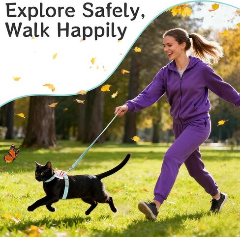 Cat Harness and Leash Set - Breathable Adjustable Soft Vest for Cats, Escape Proof Kitten Harness for Easy Control and Daily Outdoor Walking in Saudi Arabia
