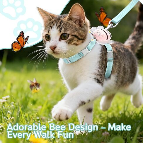 Cat Harness and Leash Set - Breathable Adjustable Soft Vest for Cats, Escape Proof Kitten Harness for Easy Control and Daily Outdoor Walking in Saudi Arabia