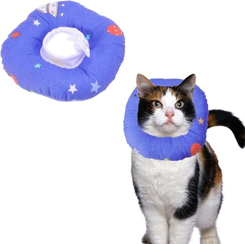 jojofuny Elizabeth Neck Circle Pet Collar Soft Lightweight Medical Headgear for Dogs and Cats Prevents Scratching Biting and Licking of Wounds and Stitches Cartoon Universe Print for Months in Saudi Arabia