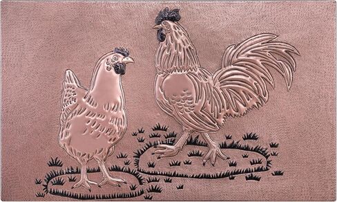 Kitchen Backsplash, Rooster and Chicken Copper Backsplash, Custom Copper Backsplash Panel, Handmade Copper Backsplash Tile, Indoor Outdoor Wall Decor (Copper&Black) in Kuwait