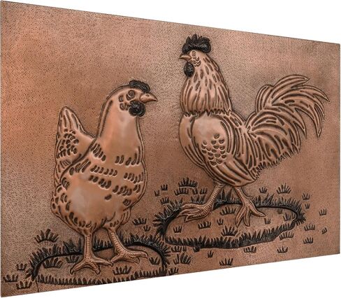 Kitchen Backsplash, Rooster and Chicken Copper Backsplash, Custom Copper Backsplash Panel, Handmade Copper Backsplash Tile, Indoor Outdoor Wall Decor (Copper&Black) in Kuwait