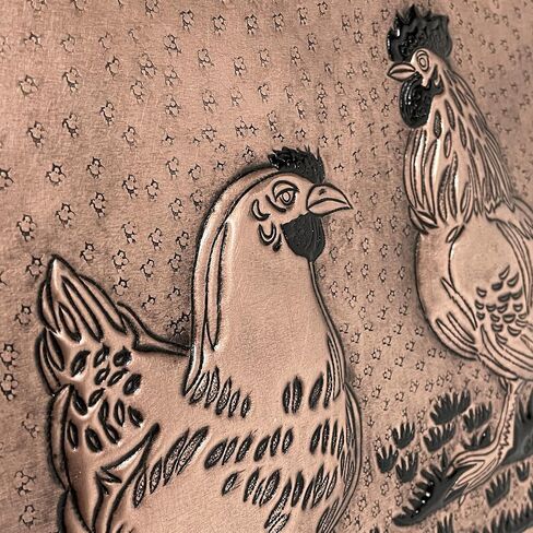 Kitchen Backsplash, Rooster and Chicken Copper Backsplash, Custom Copper Backsplash Panel, Handmade Copper Backsplash Tile, Indoor Outdoor Wall Decor (Copper&Black) in Kuwait